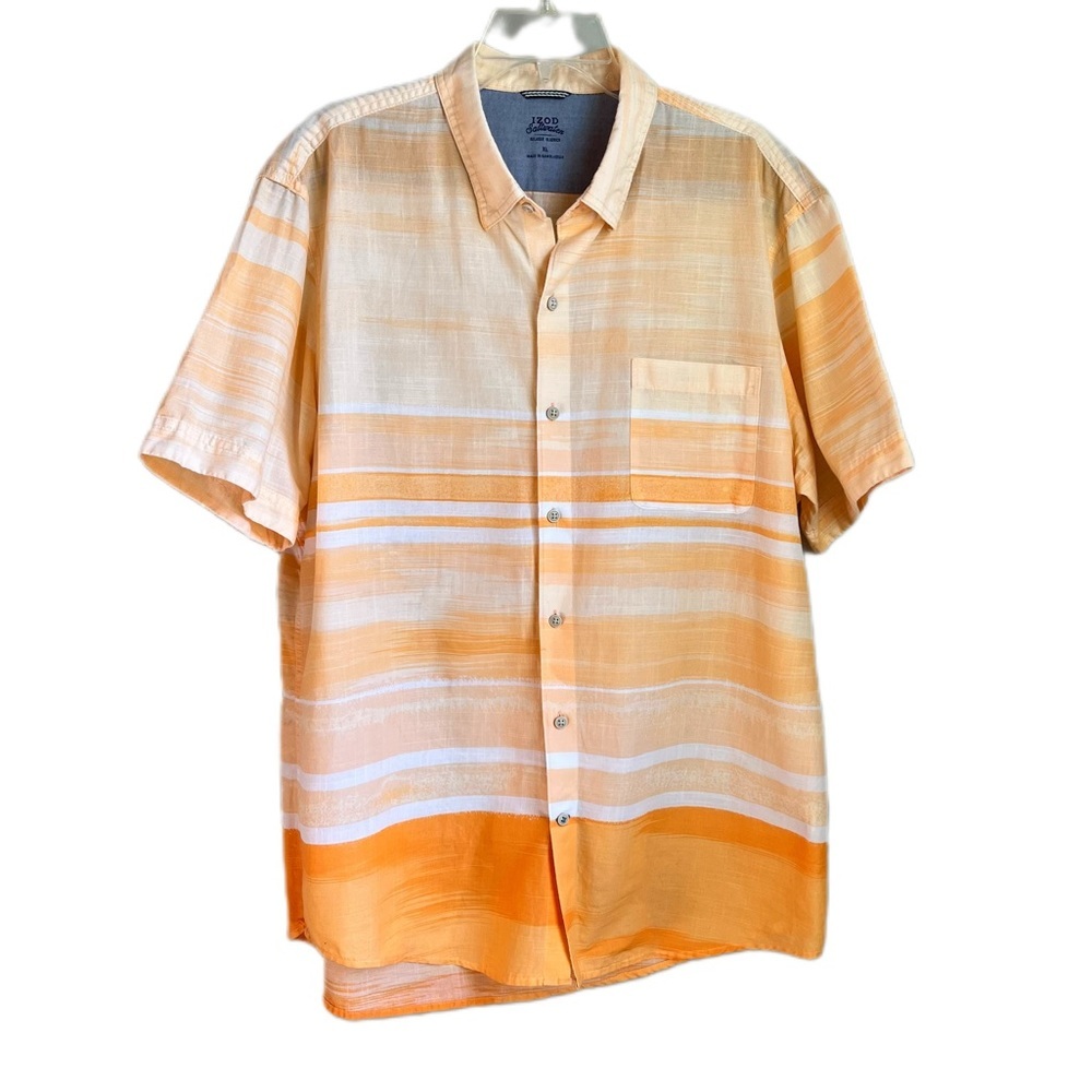 Izod Saltwater Men's XL Orange Sunset Hawaiian Short Sleeve Button Up Shirt